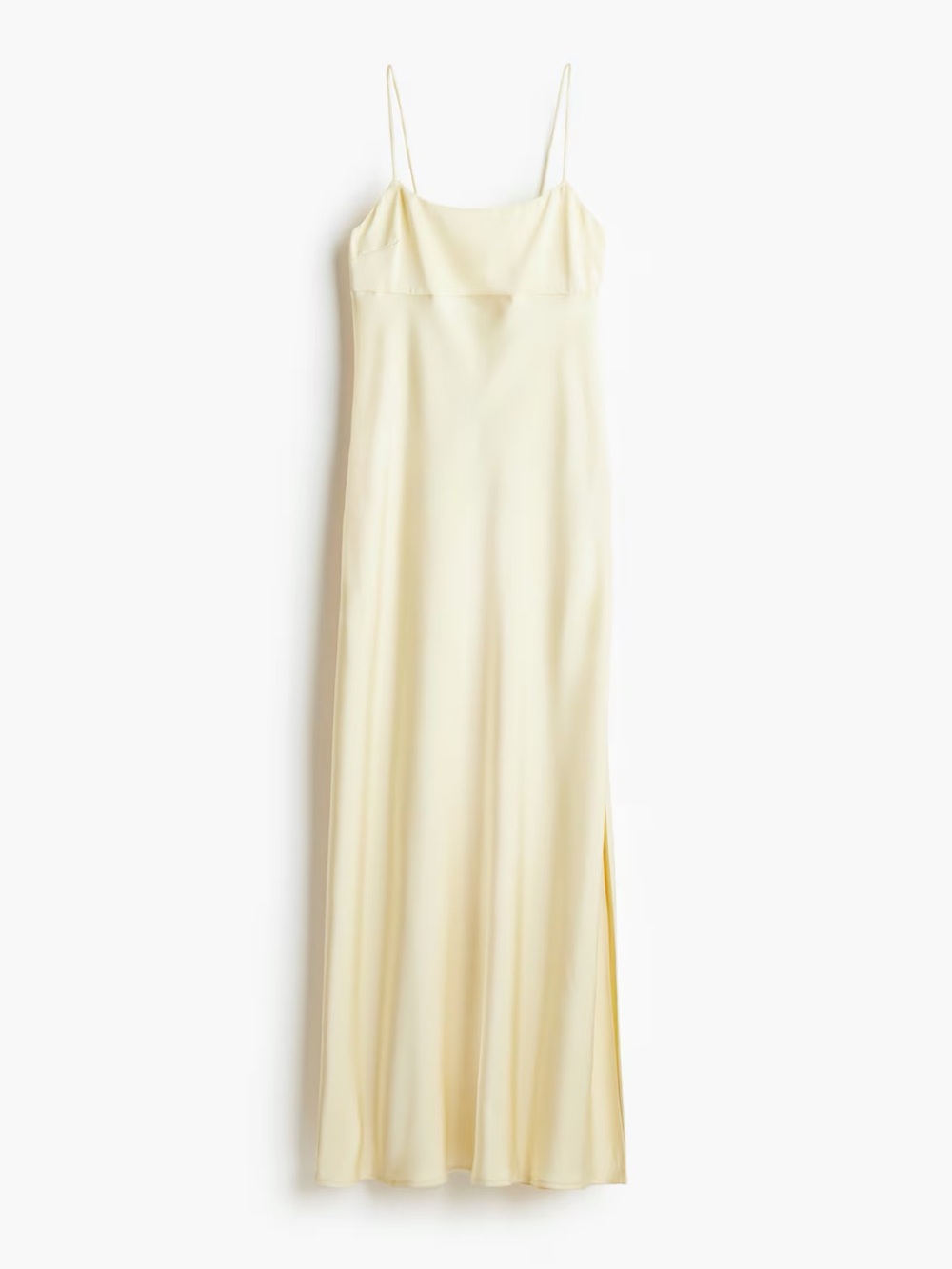 H&M Butter Yellow Spaghetti-Strap Maxi Slip Dress